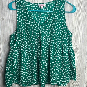 Green Floral Sleeveless Top